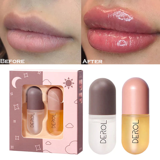 Day Night Instant Volume Lips Plumper Oil Moisturizing Repairing Reduce Lip Fine Line Serum Cosmetic Sexy Lip Gloss Makeup