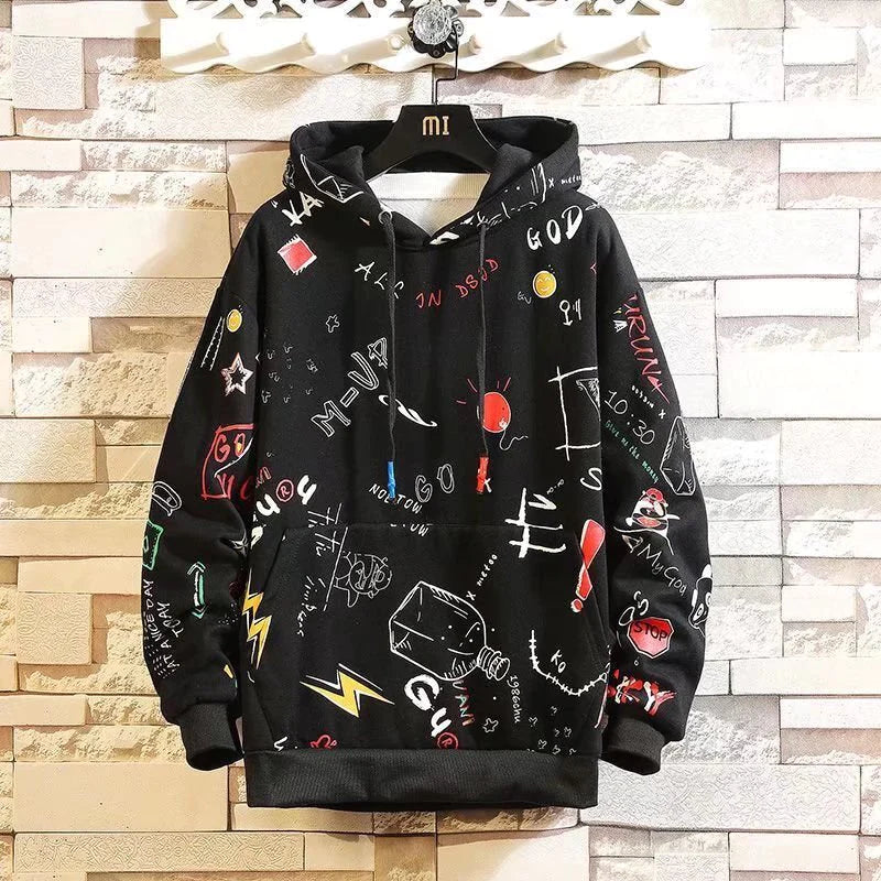 Spring Autumn Men'S Hoodies Korean Style Fashion Streetwear Harajuku Print Hoodies Men Casual Men Clothing Hooded Sweatshirt Men