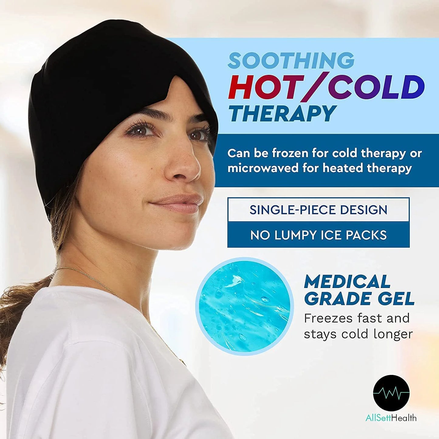 Migraine Relief Hat Headache Hat Gel Hot Cold Therapy Ice Cap for Relieve Pain Ice Hat Eye Mask