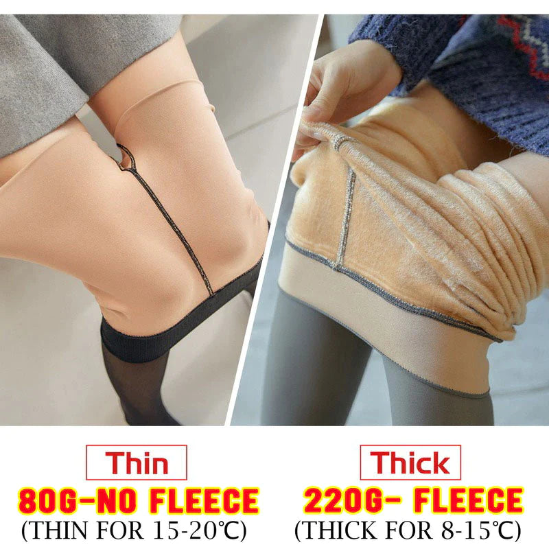 Women'S Fleece Tights Ladies Warm Winter Tights Leggings Thick Fleece Panty Fake Translucent Pantyhose Thermal Stockings Woman